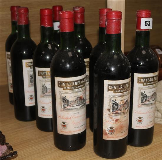 Nine bottles of 1974 Chateau Bel-Orme-Tronquoy-de-Lalande, Haut-Medoc